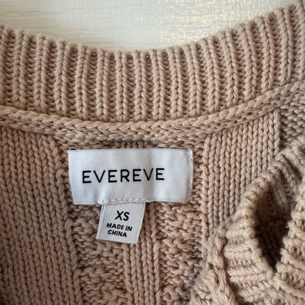 EVEREVE “Maeve” Cream Cable Knit V Neck Sweater Tank Top - Picture 9 of 10